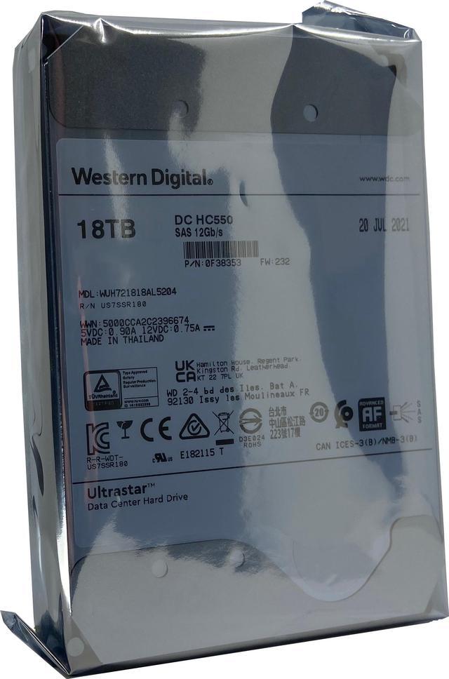 WD Ultrastar DC HC550 WUH721818AL5204 - Disque dur - 18 To - interne - 3.5  - SAS 12Gb/s - 7200 tr/min - mémoire tampon : 512 Mo - 