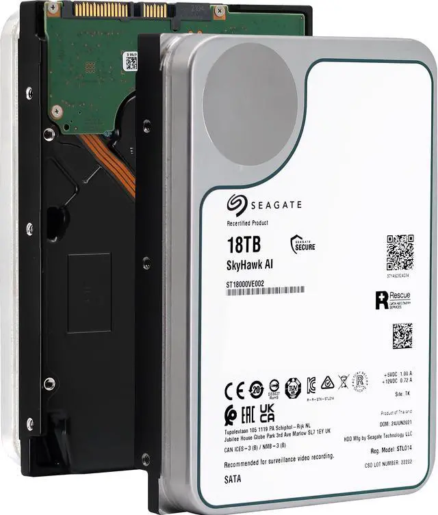 Alt view image 3 of 6 - Seagate SkyHawk AI 18TB SATA 6Gb/s 3.5" Surveillance HDD (ST18000VE002)