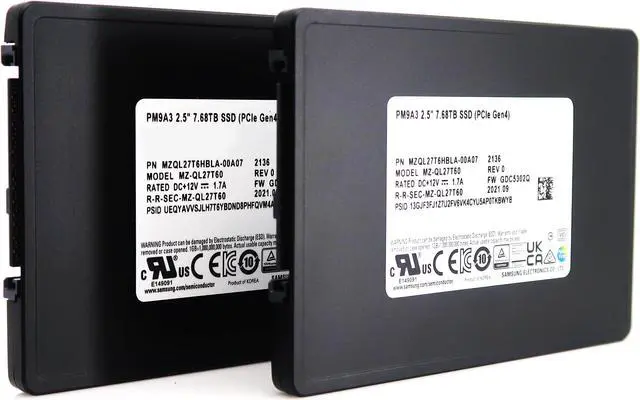 Alt view image 7 of 8 - Samsung PM9A3 7.68TB PCIe Gen4 x4 NVMe U.2 Data Center SSD MZ-QL27T60 (MZQL27T6HBLA-00A07)