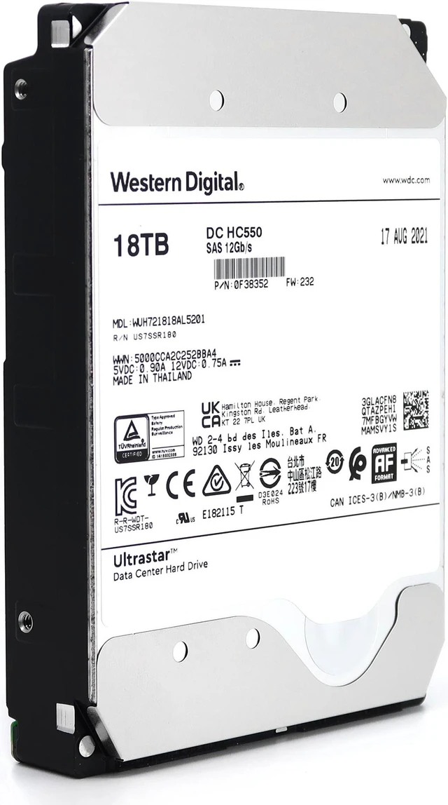 Main image of WD Ultrastar DC HC550 18TB 7200RPM SAS 12Gb/s 3.5" HDD (WUH721818AL5201)