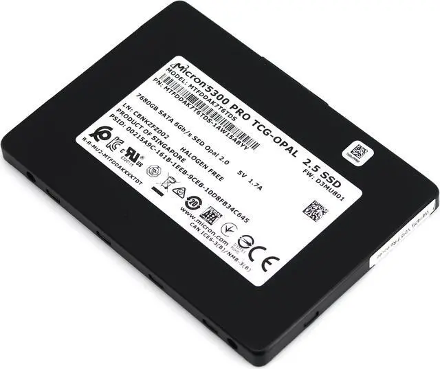 Alt view image 2 of 6 - Micron 5300 Pro 7.68TB SATA 6Gb/s 2.5" Enterprise SSD (MTFDDAK7T6TDS-1AW15ABYY)