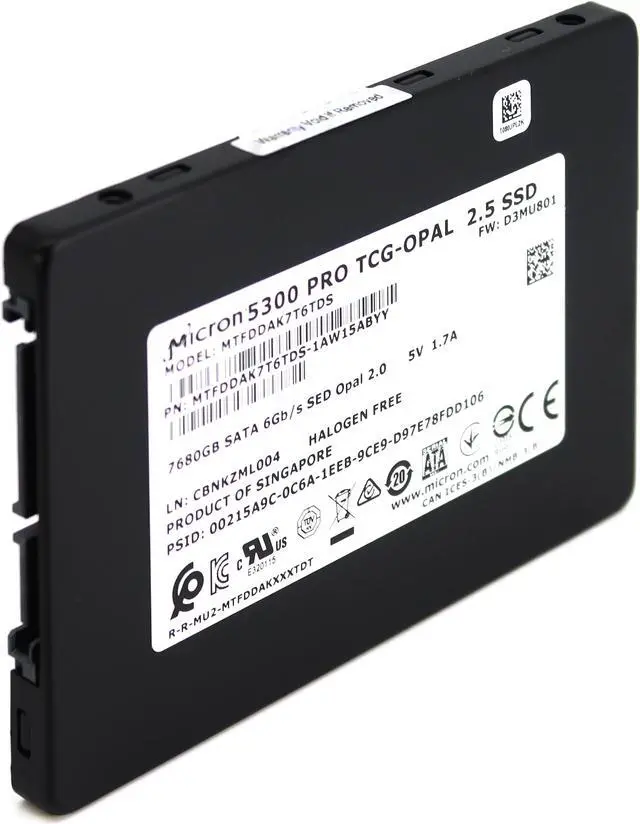 Alt view image 5 of 6 - Micron 5300 Pro 7.68TB SATA 6Gb/s 2.5" Enterprise SSD (MTFDDAK7T6TDS-1AW15ABYY)