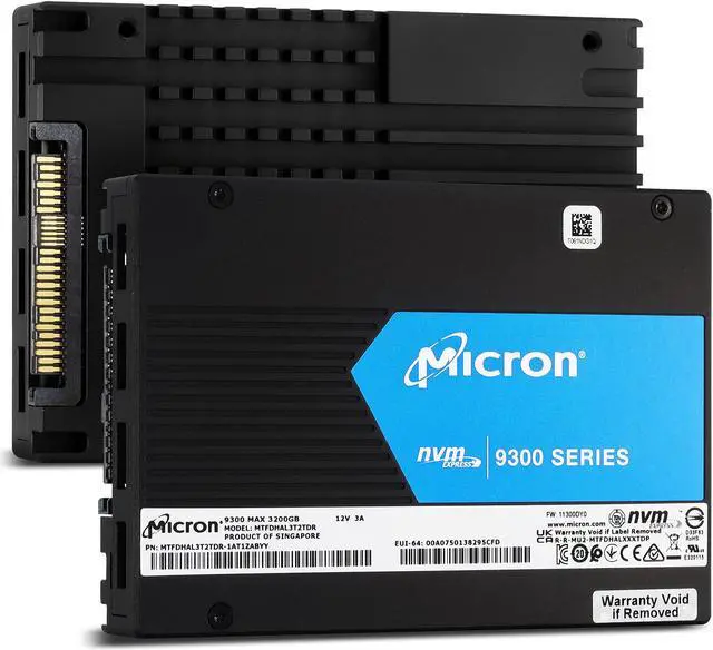 Alt view image 5 of 10 - Micron 9300 MAX 3.2TB PCIe Gen3 x4 NVMe U.2 Enterprise SSD - MTFDHAL3T2TDR-1AT1ZABYY