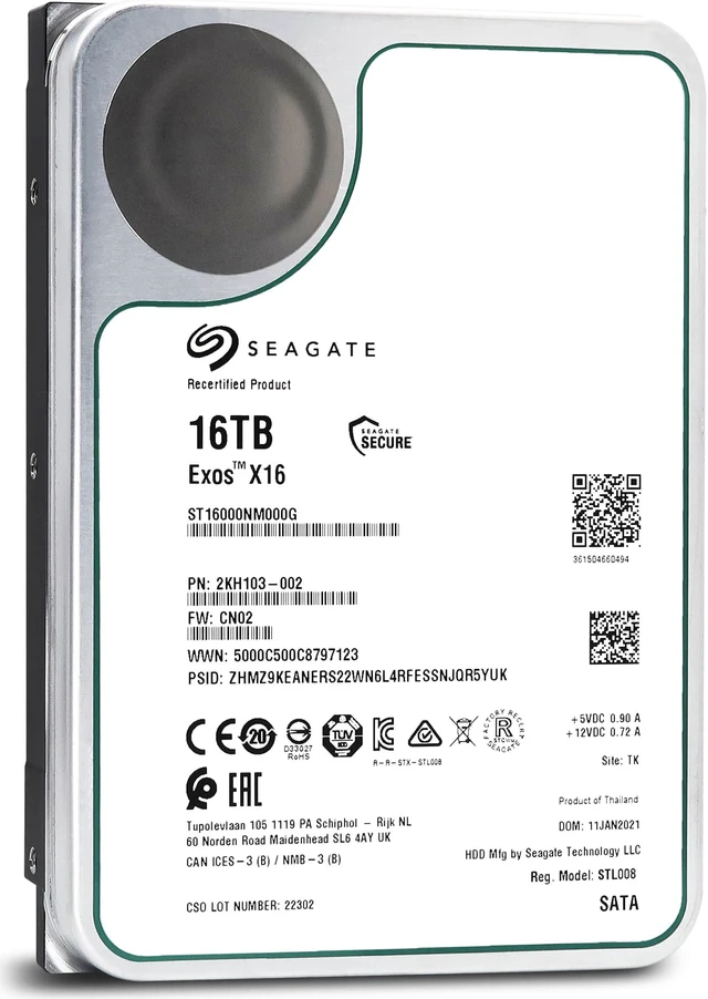 Alt view image 4 of 8 - Seagate 16TB SED HDD Exos X16 7200 RPM SATA 6Gb/s 3.5-inch Enterprise Hard Drive ST16000NM000G