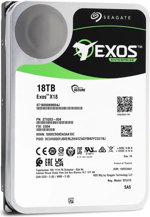 Alt view image 5 of 13 - Seagate 18TB Exos X18 7200 RPM SAS 12Gb/s 512e/4Kn 256MB Cache 3.5-Inch Enterprise Hard Drive HDD (ST18000NM004J)