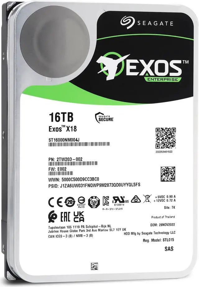 Alt view image 6 of 13 - Seagate 16TB Exos X18 7200 RPM SAS 12 Gb/s 256MB Cache 512e/4Kn 3.5-inch Enterprise Hard Drive HDD (ST16000NM004J)