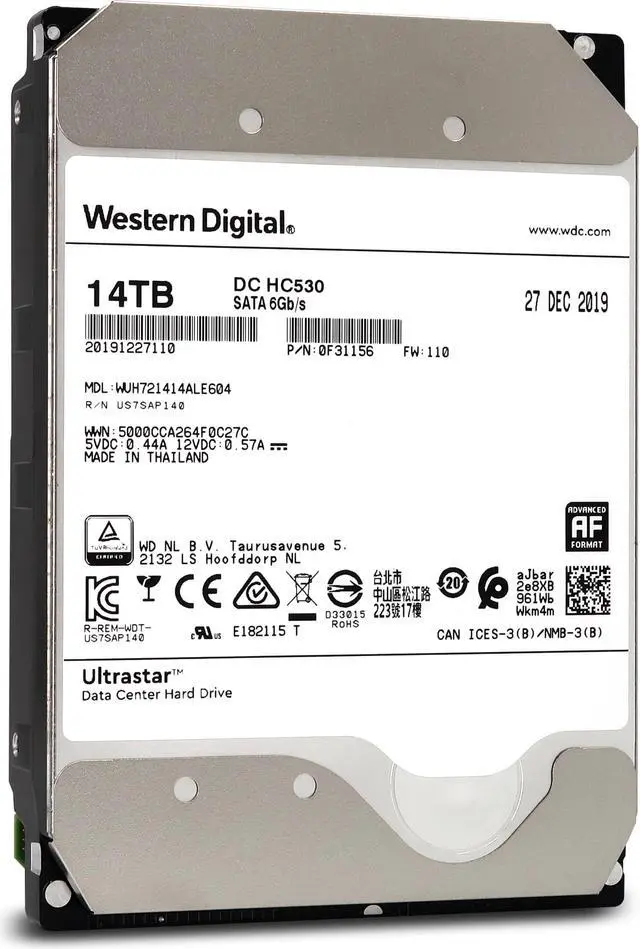 Alt view image 4 of 4 - WD Ultrastar DC HC530 14TB SATA 3.5-Inch Enterprise HDD  WUH721414ALE604