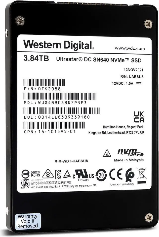Used - Like New: WD Ultrastar DC SN640 3.84TB PCIe Gen3.1 x4 U.2