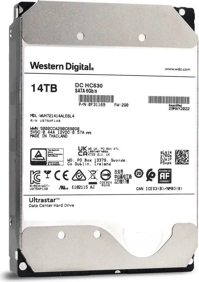 Alt view image 4 of 4 - Western Digital Ultrastar DC HC530 14TB SATA 6Gb/s 7200RPM 512MB Cache 3.5 inch Hard Drive - WUH721414ALE6L4 (0F31169) Enterprise