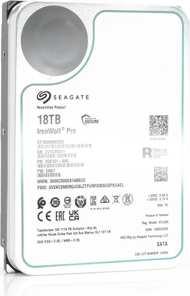 Alt view image 5 of 7 - Seagate IronWolf Pro 18TB NAS Hard Drive 7200 RPM 256MB Cache CMR SATA 6.0Gb/s 3.5" Internal HDD ST18000NE000