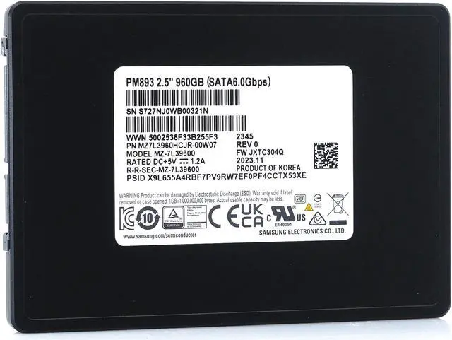 Alt view image 7 of 11 - Samsung MZ7L3960HCJR-00A07 Hard Drive 960GB SSD SATA3 6Gb/S 2.5in - PM893 Series