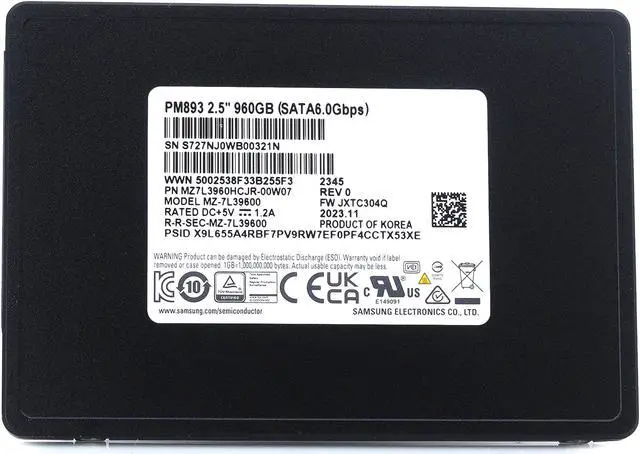 Alt view image 8 of 11 - Samsung MZ7L3960HCJR-00A07 Hard Drive 960GB SSD SATA3 6Gb/S 2.5in - PM893 Series