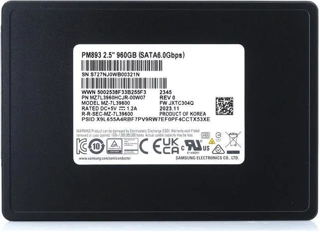 Alt view image 9 of 11 - Samsung MZ7L3960HCJR-00A07 Hard Drive 960GB SSD SATA3 6Gb/S 2.5in - PM893 Series
