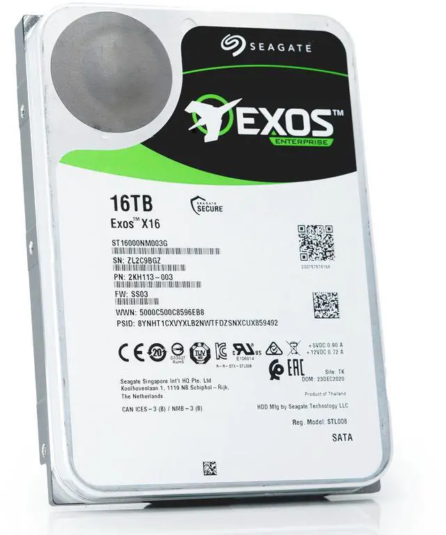 Alt view image 3 of 6 - Seagate ST16000NM003G Exos X16 16tb sata-6gbps 7.2K 512e/4kn 3.5inch hdd