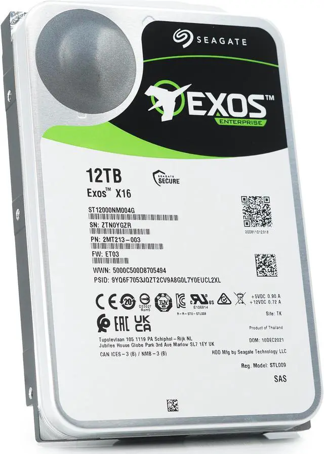 Alt view image 3 of 7 - Seagate Exos X16 12TB 7200 RPM SAS 12Gb/s 3.5" Enterprise HDD | ST12000NM004G