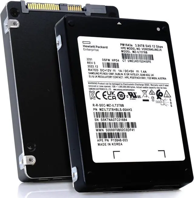 Main image of (NOT FOR HOME PC!) Samsung MZILT3T8HBLS-00007 PM1643a Series 3.84TB 2.5" SAS 12Gb/s SSD - OEM