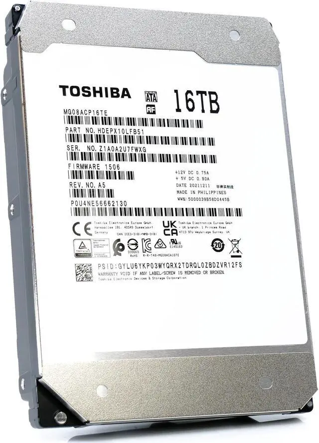 Alt view image 2 of 8 - Toshiba MG08 MG08ACP16TE 16TB 7.2K RPM SATA 6Gb/s 512e 3.5in Hard Drive