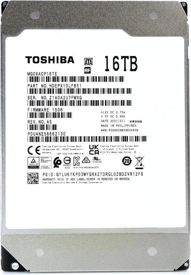 Alt view image 7 of 8 - Toshiba MG08 MG08ACP16TE 16TB 7.2K RPM SATA 6Gb/s 512e 3.5in Hard Drive