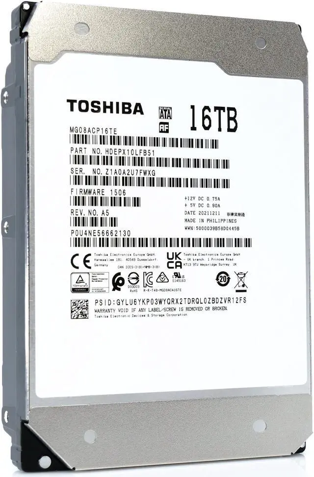 Alt view image 3 of 8 - Toshiba MG08 MG08ACP16TE 16TB 7.2K RPM SATA 6Gb/s 512e 3.5in Hard Drive