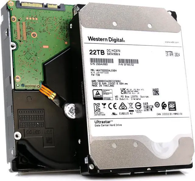 Main image of Western Digital Ultrastar HC570 WUH722222ALE604 0F48152 22TB 7.2K RPM SATA 6Gb/s 512e Power Disable 3.5in Hard Drive