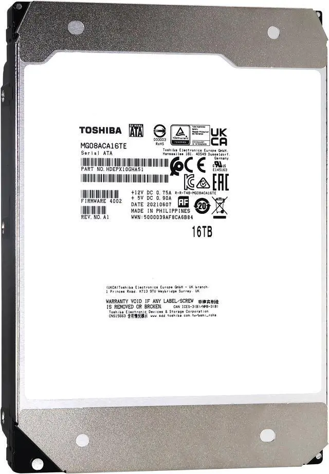Alt view image 9 of 9 - Toshiba MG08ACA16TE MG08 MG08ACA16TA 16 TB Hard Drive - 3.5" Internal - SATA (SATA/600)