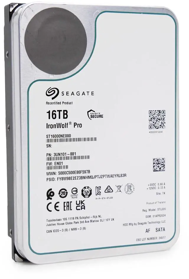 Alt view image 4 of 7 - Seagate IronWolf Pro ST16000NE000 16 TB Hard Drive - 3.5" Internal - SATA (SATA/600) (ST16000NE000)