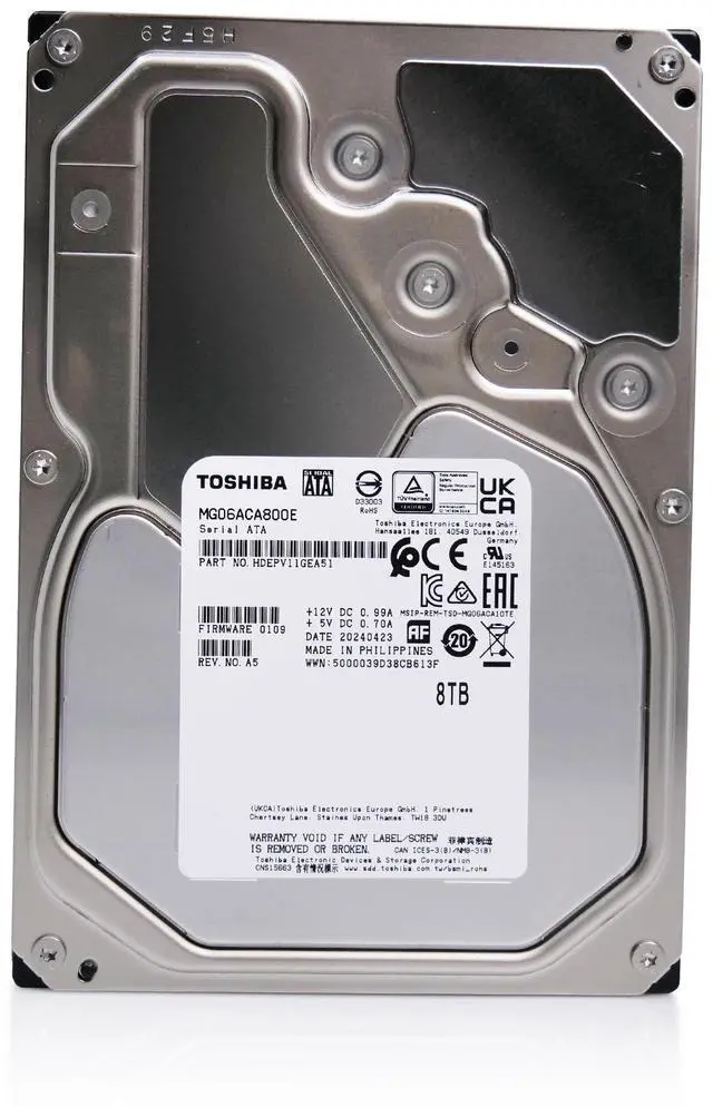 Alt view image 9 of 13 - Toshiba 8TB Enterprise HDD SATA 6.0Gb/s 512e 7200 RPM 256MB Cache 3.5" Internal Hard Drive MG06ACA800E