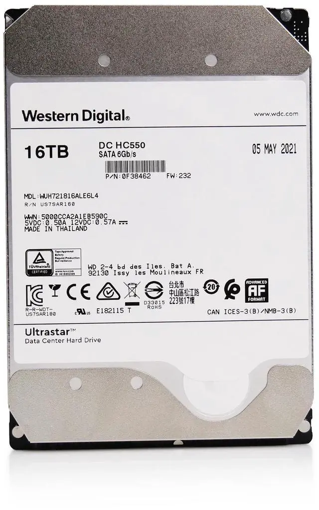 Alt view image 2 of 7 - Western Digital Ultrastar DC HC500 16TB 7.2K RPM SATA 6Gb/s 3.5" Enterprise HDD - WUH721816ALE6L4 0F38462