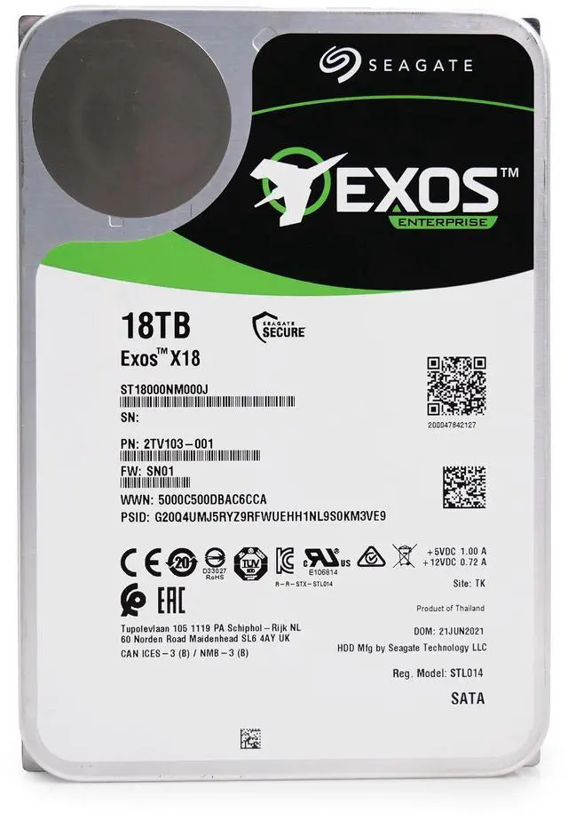 Alt view image 10 of 10 - Seagate ST18000NM000J Exos X18 18TB 6Gbps 7.2K 256MB SATA 3.5" Internal HDD