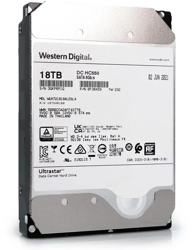 Alt view image 6 of 6 - WD Ultrastar DC HC550 18TB SATA 3.5" Enterprise HDD  WUH721818ALE6L4 (0F38459)