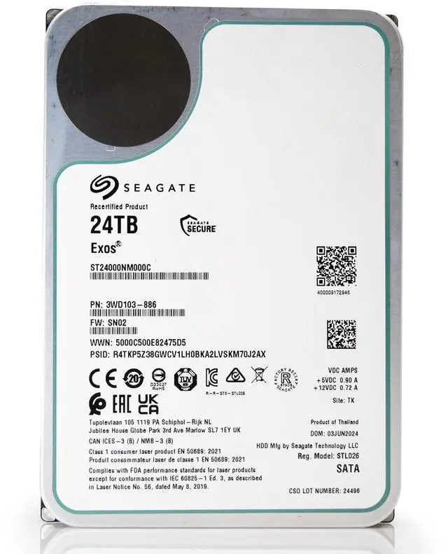 Alt view image 7 of 7 - Seagate Exos 24TB SATA HDD ST24000NM000C 7.2K RPM 6Gb/s 512e 3.5in 512MB