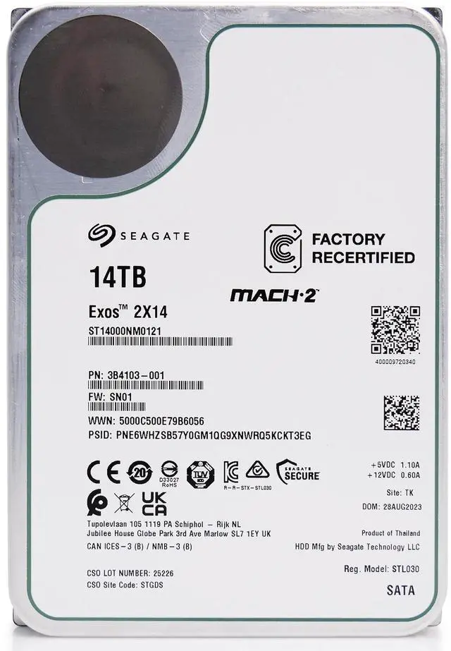 Alt view image 3 of 10 - Seagate Exos 2X14 Mach.2 7.2K RPM SATA 6Gb/s 3.5in Enterprise HDD ST14000NM0121 3B4103-001
