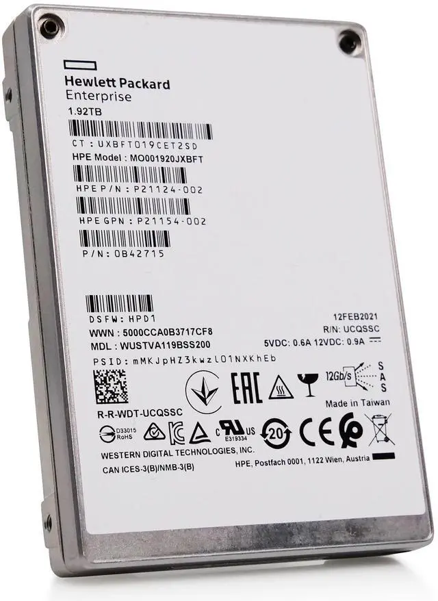 Alt view image 7 of 8 - HPE P21124-002 - SSD - Read Intensive - 1.92 TB - SAS 12Gb/s New F/s