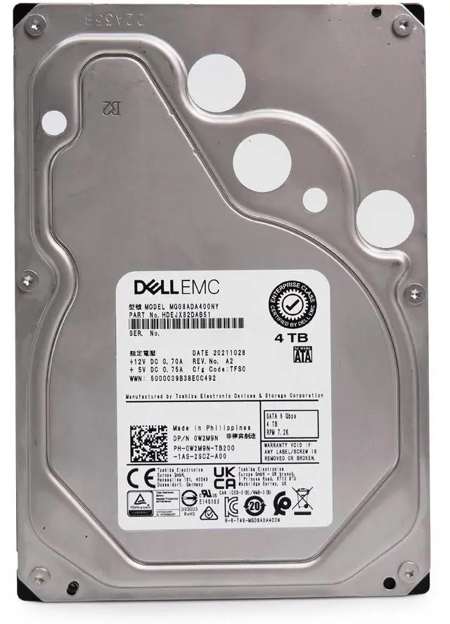 Alt view image 9 of 9 - 0W2M9N 4TB 7.2K DELL TOSHIBA MG08ADA400NY SATA 3.5" W2M9N - OEM