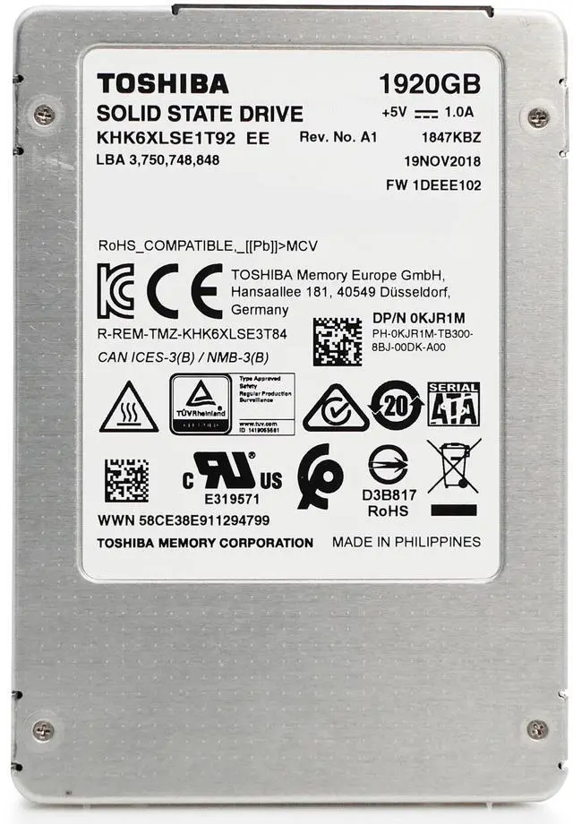 Alt view image 2 of 5 - Toshiba HK6-DC 1.92TB ~2TB SATA 6Gb/s TLC 2.5in Data Center SSD - KHK6XLSE1T92