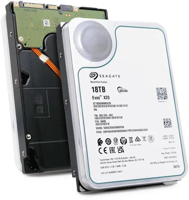 Refurbished: Seagate Exos X20 ST18000NM003D 18TB 7.2K RPM SATA 6Gb