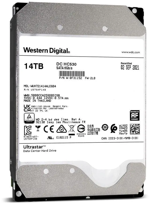 Alt view image 7 of 10 - WUH721414ALE604 Western Digital DC HC530 14TB 6Gbps 7.2K SATA 3.5" Hard Drive