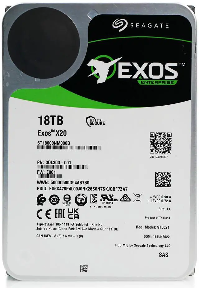 Alt view image 13 of 16 - Seagate Exos X20 ST18000NM000D 18TB 7200 RPM 256MB Cache SAS 12Gb/s 3.5" Internal Hard Drive