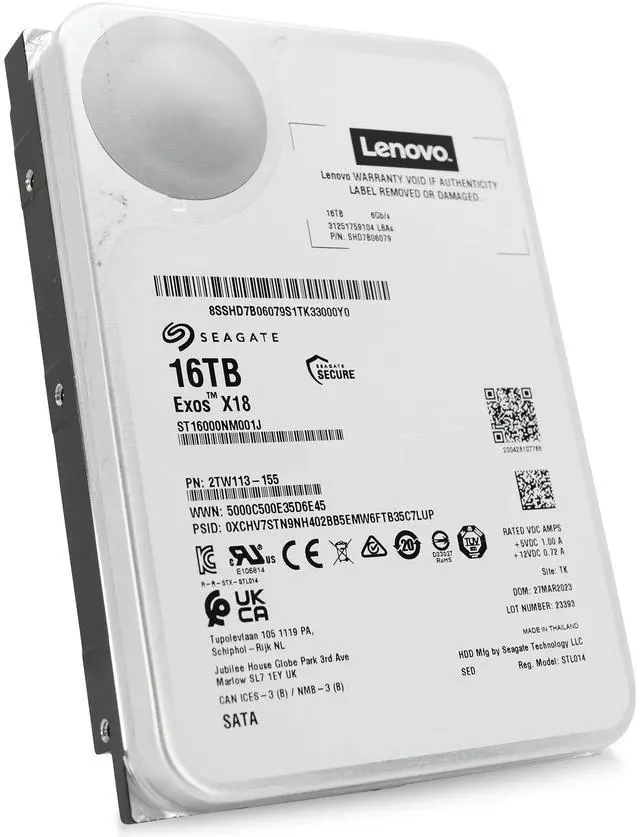 Alt view image 13 of 15 - Seagate Exos X18 ST16000NM001J 16 TB Hard Drive - Internal - SATA (SATA/600) - Video Surveillance System, Storage System Device Supported - 7200rpm
