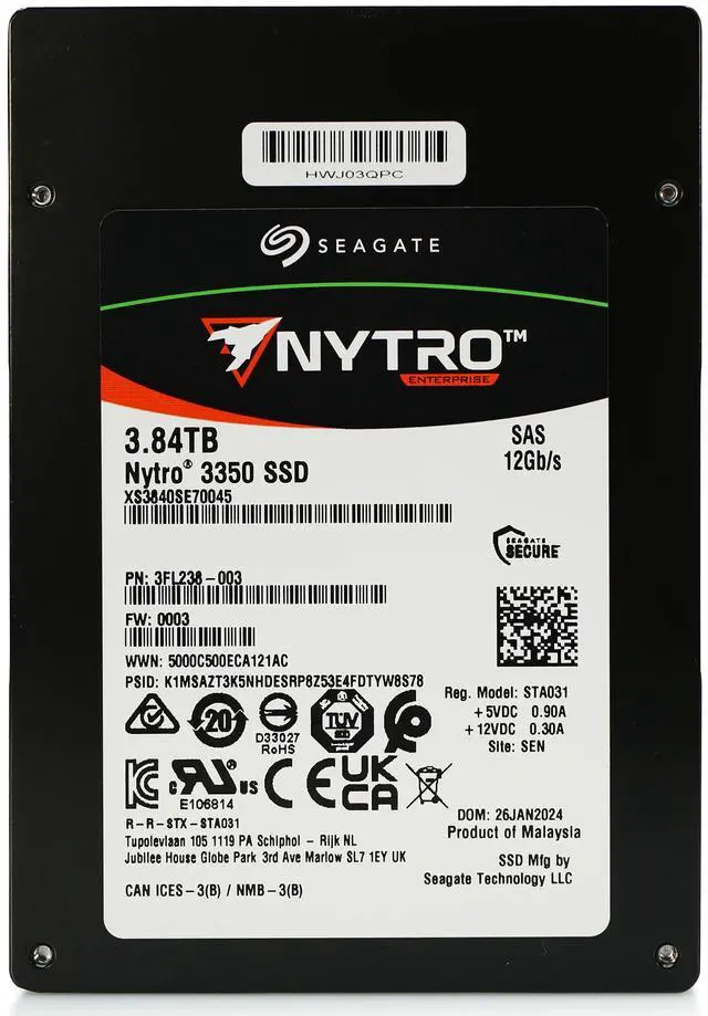 Alt view image 9 of 12 - Seagate 3.84TB Nytro 3350 SAS 12GB/s Bare Solid State Drive