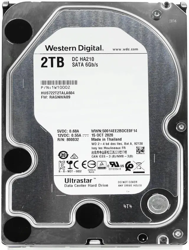 Alt view image 2 of 7 - Western Digital Ultrastar DC HA210 HUS722T2TALA604 2 TB Hard Drive - 3.5" Internal - SATA (SATA/600) HUS722T2TALA604-1W10002