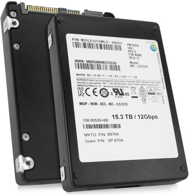 Main image of Samsung PM1633a MZ-ILS15T0 MZILS15THMLS 15.36TB SAS-3 12Gb/s 2.5" Enterprise SSD