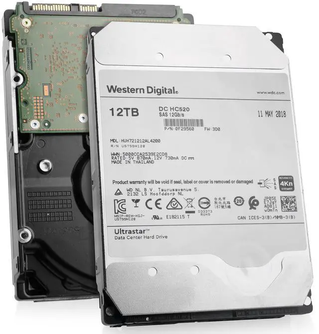 Main image of Western Digital Ultrastar DC HC520 HUH721212AL4200 0F29560 12TB 7.2K RPM SAS 12 Gb/s 4Kn 3.5in Seller Refurbished HDD