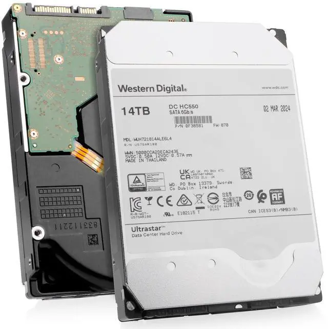 Main image of Western Digital Ultrastar DC HC550 WUH721814ALE6L4 0F38581 14TB 7200RPM SATA 6Gb/s 512e 3.5" Enterprise HDD