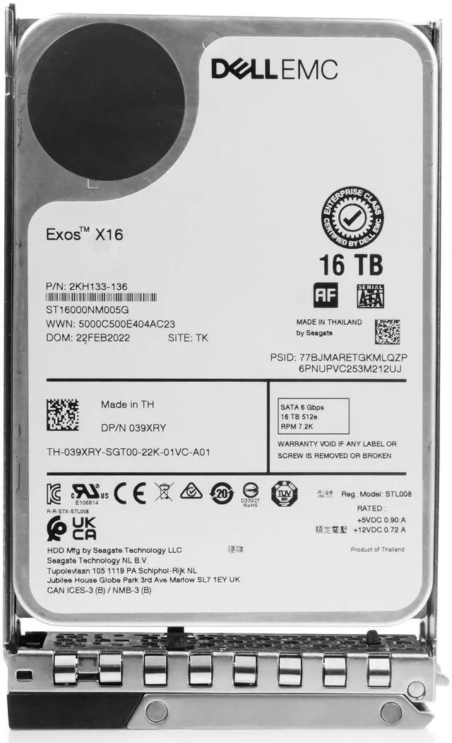 Alt view image 4 of 7 - Dell EMC Exos X16 G14 039XRY 2KH133-136 16TB 7200RPM SATA 6Gb/s 512e 3.5" Seller Refurbished Enterprise HDD