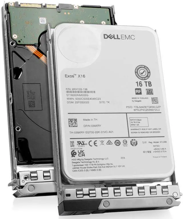 Main image of Dell EMC Exos X16 G14 039XRY 2KH133-136 16TB 7200RPM SATA 6Gb/s 512e 3.5" Seller Refurbished Enterprise HDD