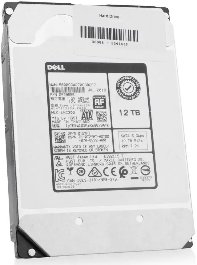 Alt view image 2 of 7 - Dell/Western Digital Ultrastar DC HC520 HUH721212ALE600 0F29595 12TB 7.2K RPM SATA 6Gb/s 512e 3.5" Seller Refurbished HDD