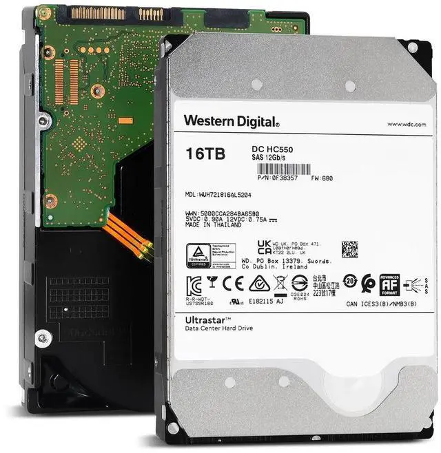 Main image of Western Digital Ultrastar DC HC550 WUH721816AL5204 0F38357 16TB 7.2K RPM SAS 12Gb/s 3.5" Enterprise HDD