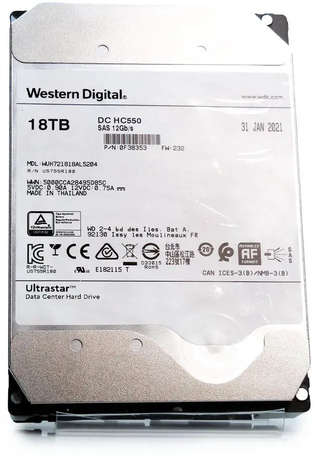Alt view image 3 of 7 - WD WUH721818AL5204 18TB SAS 12Gb/s 7.2K RPM 512M 0F38353 512e/4Kn SE HDD