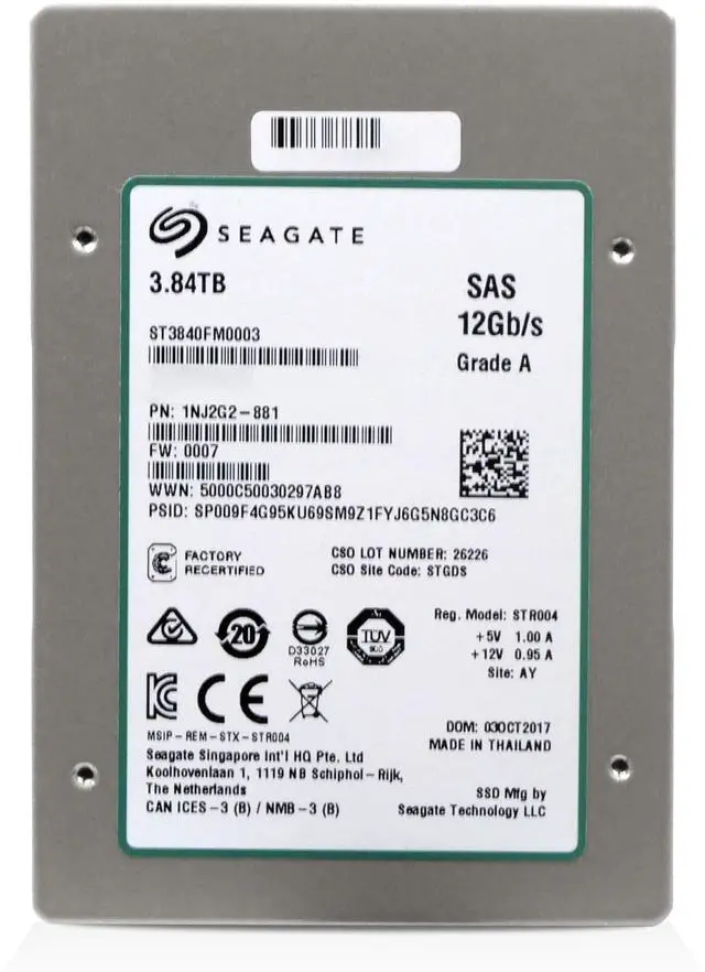 Alt view image 5 of 8 - ST3840FM0003 - Seagate 1200.2 3.84TB Multi-Level-Cell SAS 12Gb/s Dual Port 2.5-inch Solid State Drive